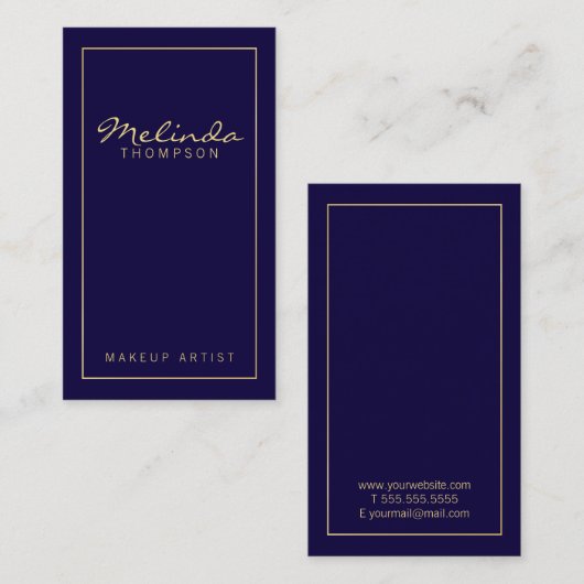 Professional Simple Modern Navy Blue en Gold Visitekaartje (Voorkant / Achterkant)