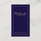 Professional Simple Modern Navy Blue en Gold Visitekaartje (Voorkant)