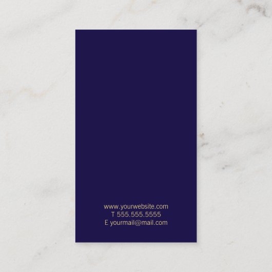 Professional Simple Modern Navy Blue en Gold Visitekaartje (Achterkant)
