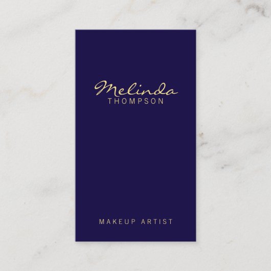 Professional Simple Modern Navy Blue en Gold Visitekaartje (Voorkant)