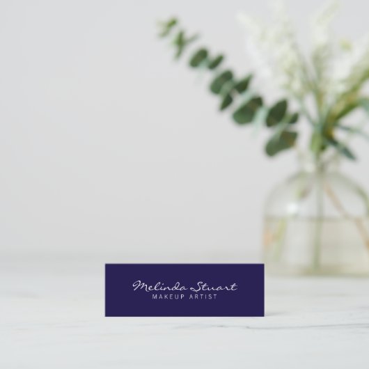 Professional Simple Modern Navy Blue en White Mini Visitekaartje (Staand voorkant)