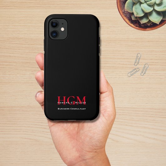 Professional Simple Monogram Logo Black Red Case-Mate iPhone Case