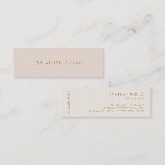 Professional Simple Plain Gold Text Elegant Modern Mini Visitekaartje (Voorkant / Achterkant)