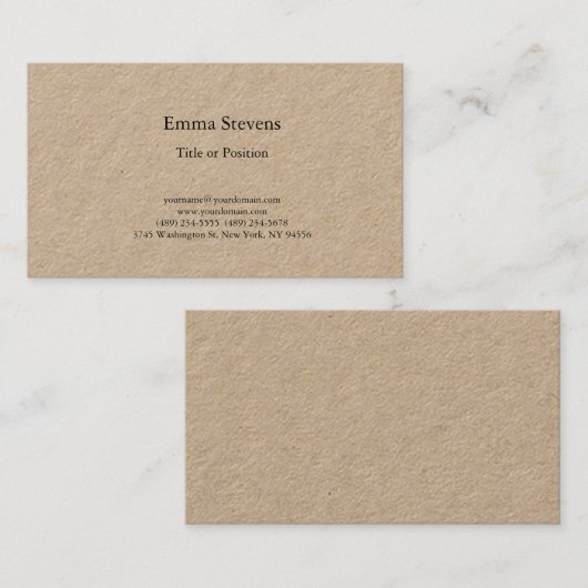 Professional Simple Plain Modern Premium Kraft Visitekaartje (Voorkant / Achterkant)