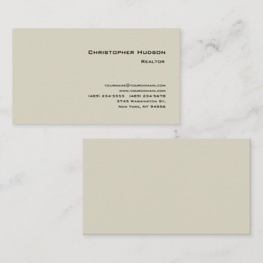 Professional Simple Plain Realtor Real Estate Visitekaartje (Voorkant / Achterkant)