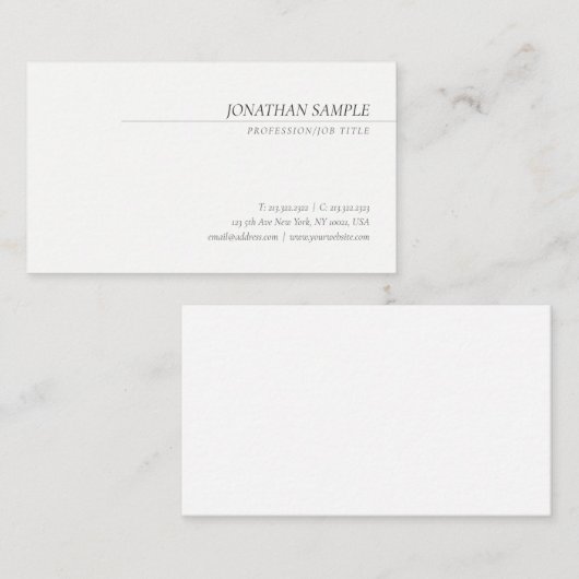 Professional Simple Sjabloon Cursive Italic Font Visitekaartje (Voorkant / Achterkant)