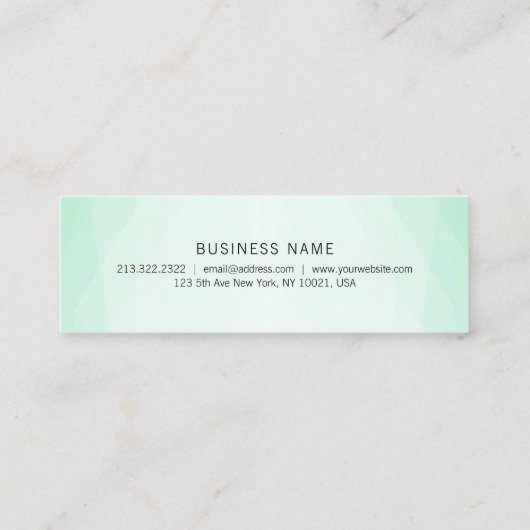 Professional Simple Trendy Mint Green Modern Mini Visitekaartje (Achterkant)
