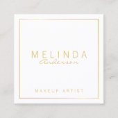 Professional Simple White en Gold Vierkante Visitekaartje (Voorkant)