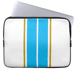Professional Sky Blue White Twin Racing Stripes Laptop Sleeve