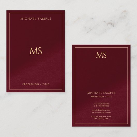 Professional Sleek Gold Monogram Luxury Silk Visitekaartje (Voorkant / Achterkant)