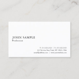 Professional Smart Plain Modern Elegant White Visitekaartje