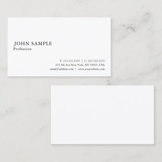 Professional Smart Plain Modern Elegant White Visitekaartje (Voorkant / Achterkant)