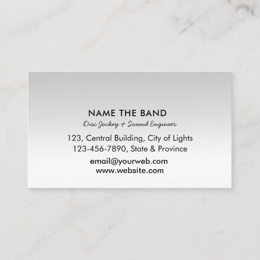 Professional Sound Engineer Music DJ Controller Bu Visitekaartje (Achterkant)