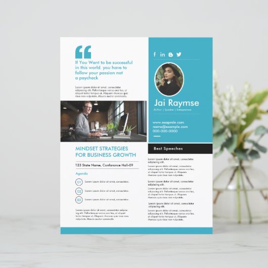 Professional Speaker One Sheet Template (Staand voorkant)
