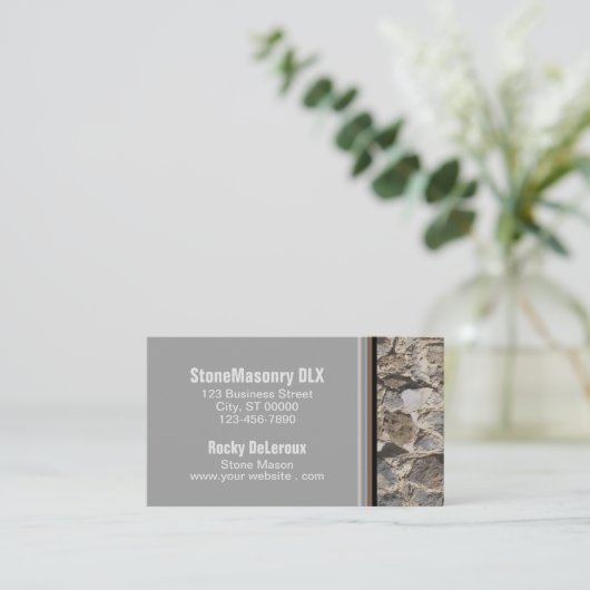 Professional Stonemason Rustic Rock Border QR Code Visitekaartje (Staand voorkant)