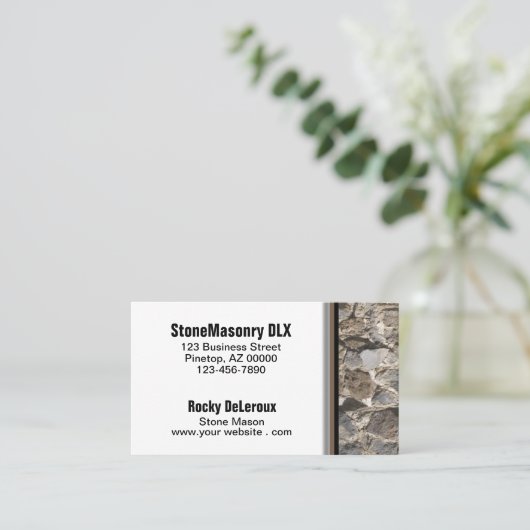 Professional Stonemason Rustic Rock Border QR Code Visitekaartje (Staand voorkant)
