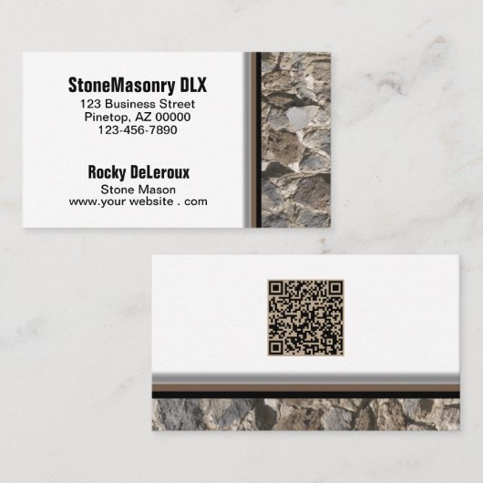 Professional Stonemason Rustic Rock Border QR Code Visitekaartje (Voorkant / Achterkant)