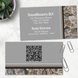 Professional Stonemason Rustic Rock Border QR Code Visitekaartje