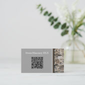 Professional Stonemason Rustic Rock Border QR Code Visitekaartje (Staand voorkant)