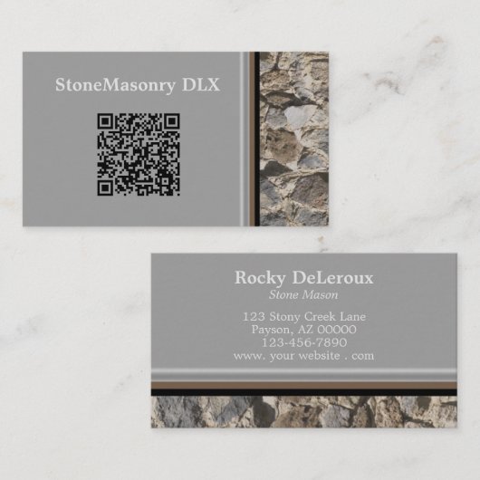 Professional Stonemason Rustic Rock Border QR Code Visitekaartje (Voorkant / Achterkant)