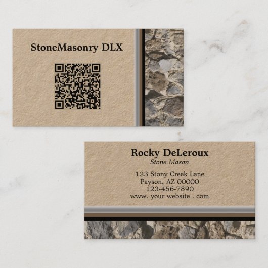 Professional Stonemason Wall Border QR Code Visitekaartje (Voorkant / Achterkant)