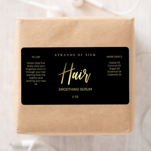 Professional styling Black Gold Hair Serum Labels (Insitu)