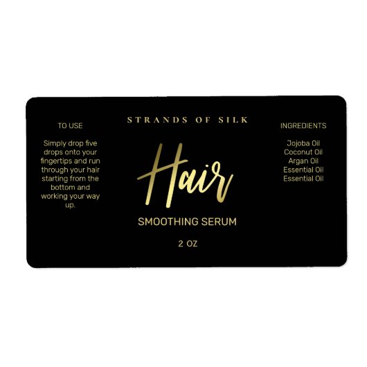 Professional styling Black Gold Hair Serum Labels (Voorkant)
