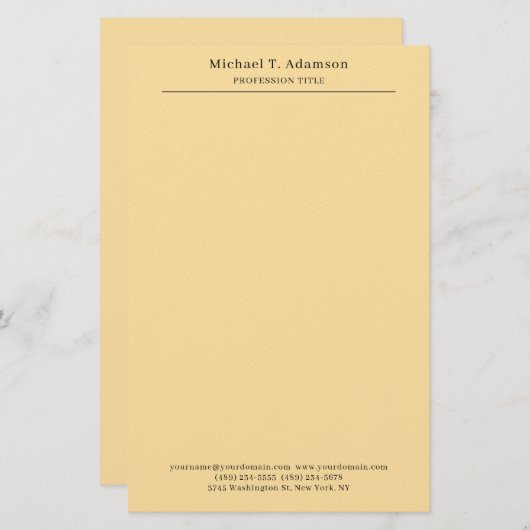 Professional Stylish Elegant Plain Modern Beige Briefpapier (Voorkant / Achterkant)