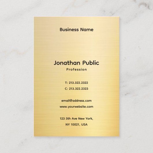 Professional Stylish Faux Gold Template Visitekaartje (Achterkant)