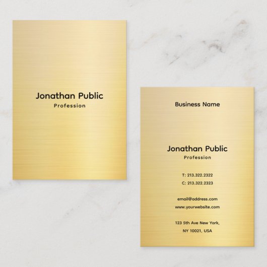 Professional Stylish Faux Gold Template Visitekaartje (Voorkant / Achterkant)