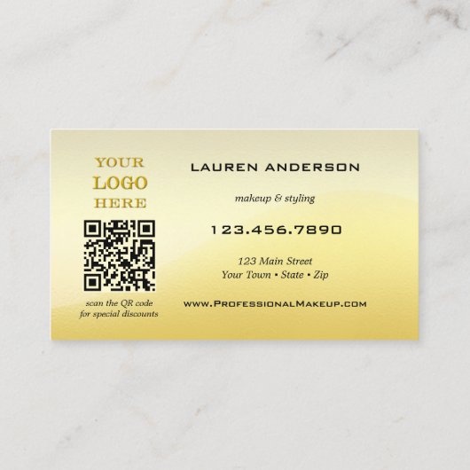 Professional Sunny Light Gold QR-code Beauty Visitekaartje (Achterkant)