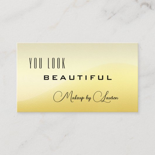 Professional Sunny Light Gold QR-code Beauty Visitekaartje (Voorkant)