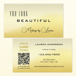 Professional Sunny Light Gold QR-code Beauty Visitekaartje