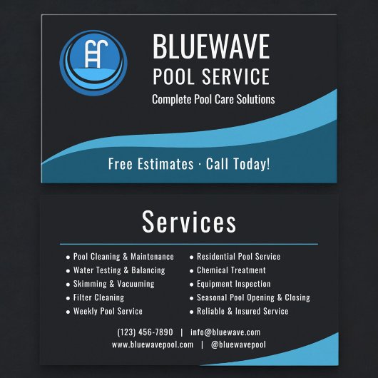 Professional Swimming Pool Service Company Visitekaartje