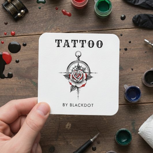 Professional Tattoo Shop Tattoos Studio QR Code Vierkante Visitekaartje