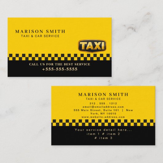 Professional Taxi Service  Visitekaartje (Voorkant / Achterkant)