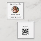 Professional Tennis Coach Foto & QR Code Modern Vierkante Visitekaartje (Voorkant / Achterkant)