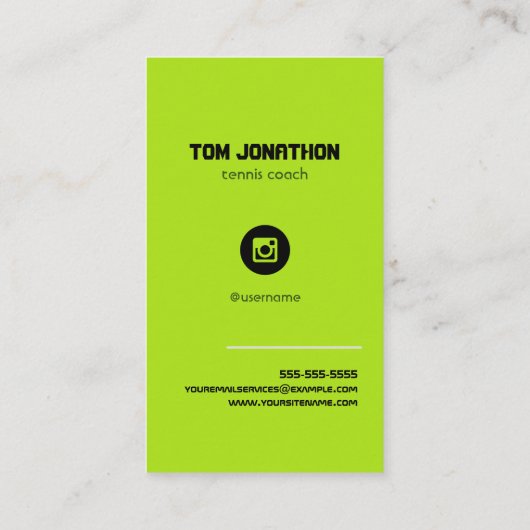 Professional Tennis Coach Pat Ball Black Visitekaartje (Achterkant)