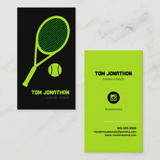 Professional Tennis Coach Pat Ball Black Visitekaartje (Voorkant / Achterkant)