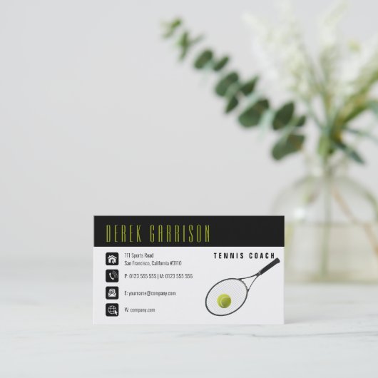 Professional Tennis Coach | Tennis Racket Visitekaartje (Staand voorkant)