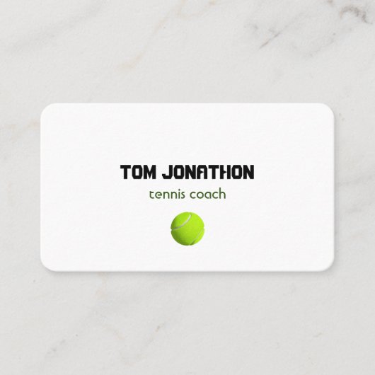 Professional Tennis Coach White Visitekaartje (Voorkant)