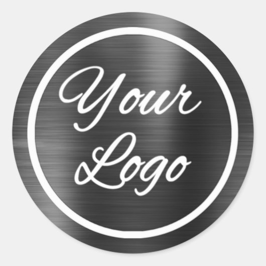 Professional Toevoegen Logo Zwart Grijs Metaalstaa Ronde Sticker (Voorkant)