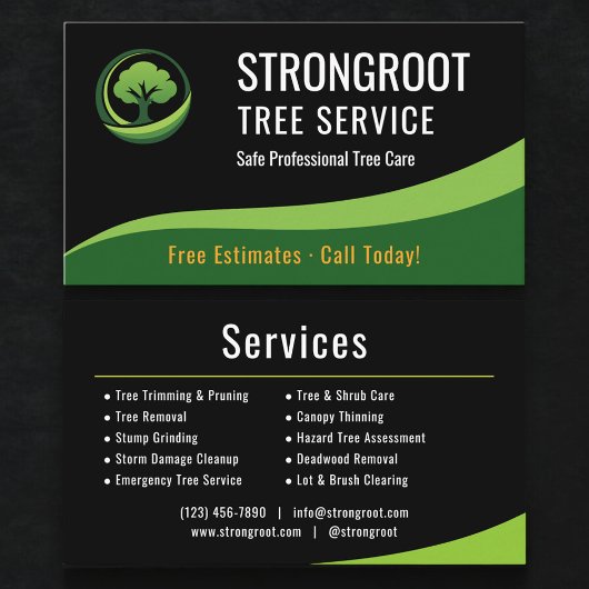 Professional Tree Service Arborist Company Visitekaartje