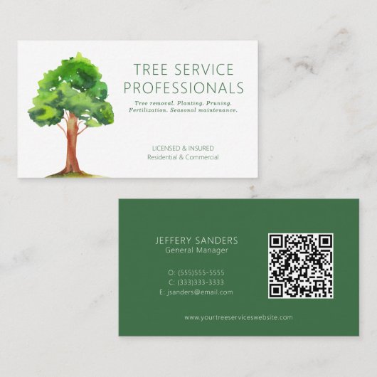 Professional Tree Services QR Code Visitekaartje (Voorkant / Achterkant)