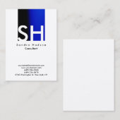 Professional Trendy Blue White Monogram Visitekaartje (Voorkant / Achterkant)