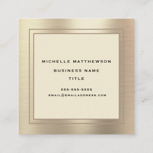 Professional Trendy Gold Beauty Modern Vierkante Visitekaartje (Achterkant)