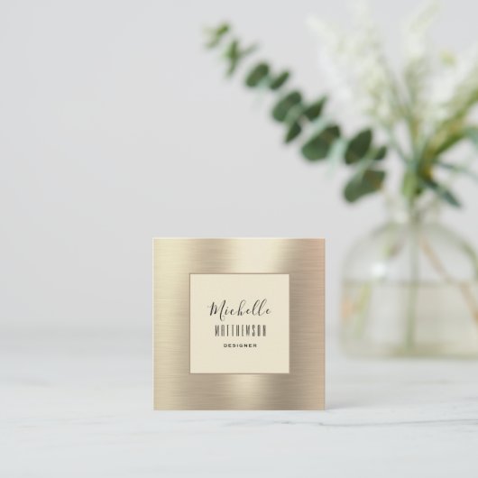 Professional Trendy Gold Beauty Modern Vierkante Visitekaartje (Staand voorkant)