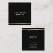 Professional Trendy Sjabloon zwart & goudstijlvol Vierkante Visitekaartje (Voorkant / Achterkant)