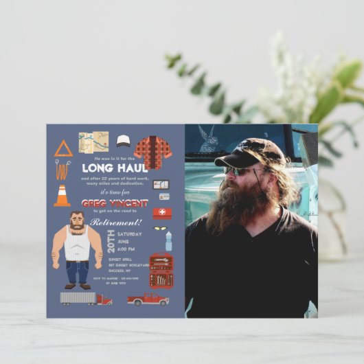 Professional Trucker Photo Invitation Kaart (Staand voorkant)