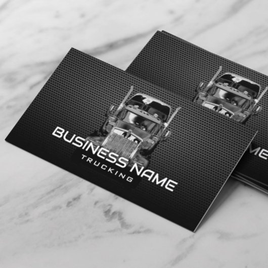 Professional Trucking Semi Truck Black Metal Visitekaartje